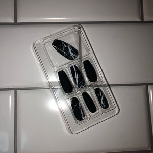 Press on nails matte Black with splash of white marble...NWOT
